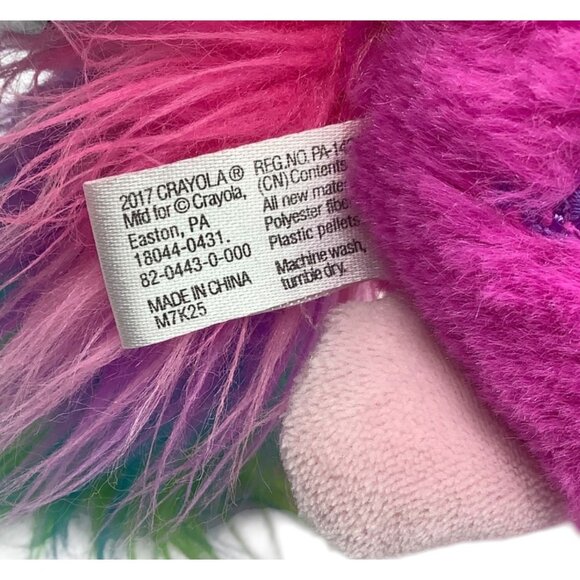 Crayola Experience Unicorn Plush Stuffed Animal Purple Neon Rainbow Hair 9" - Picture 3 of 5